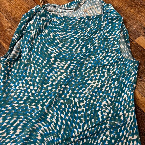 JONES NEW YORK T Shirt Work Medium Women's Green Blue Blouse Dressy Casual Top - Picture 2 of 3